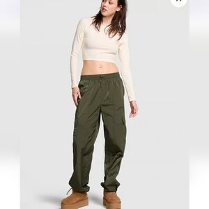 PINK Victoria's Secret Green Cargo Pants Parachute S